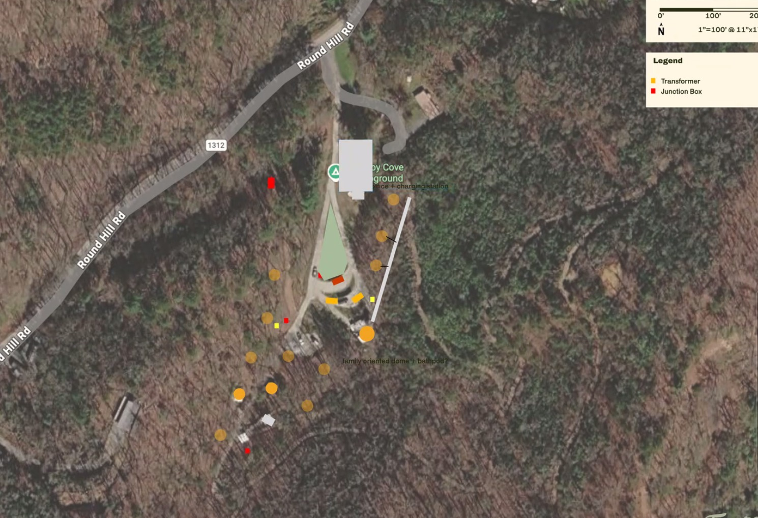 Annotated site layout for the Bryson City project